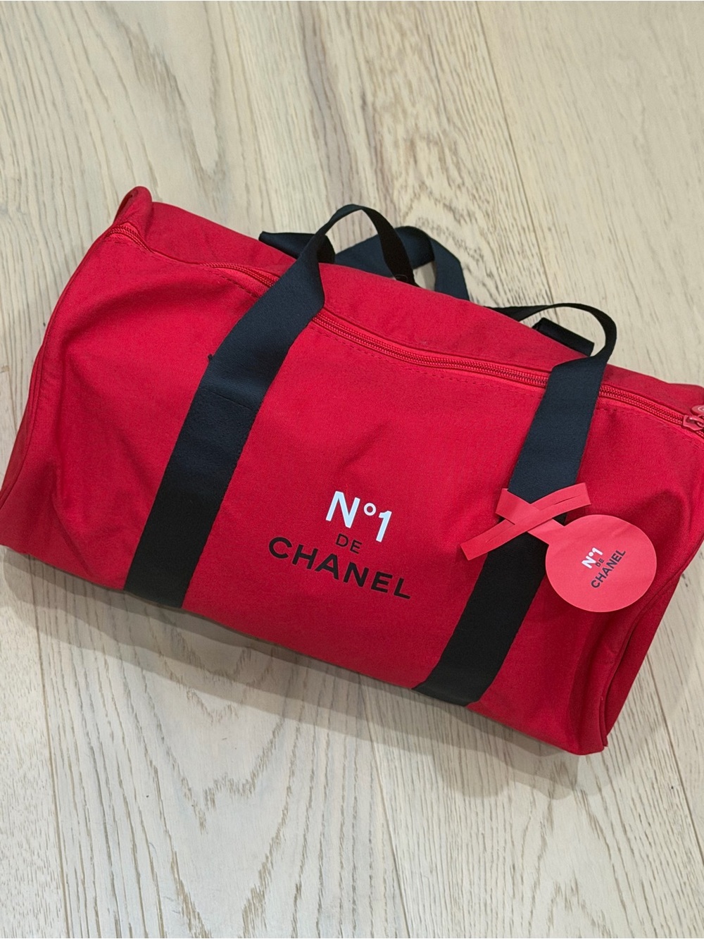 GWP-CHANEL N°1 Red Duffel Bag with Black Straps